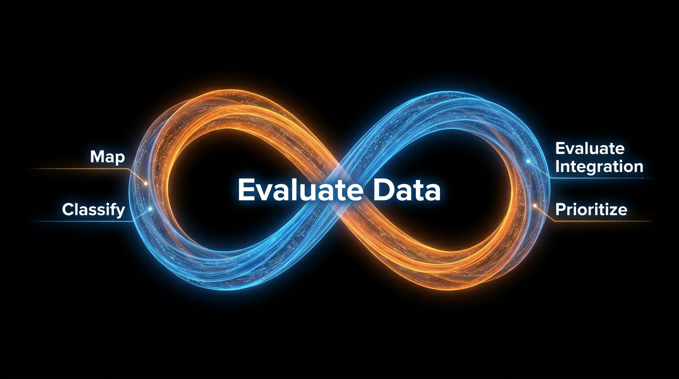 NatoDigital AI Methodology — Infinity Loop: Map, Classify, Evaluate Data, Evaluate Integration, Prioritize